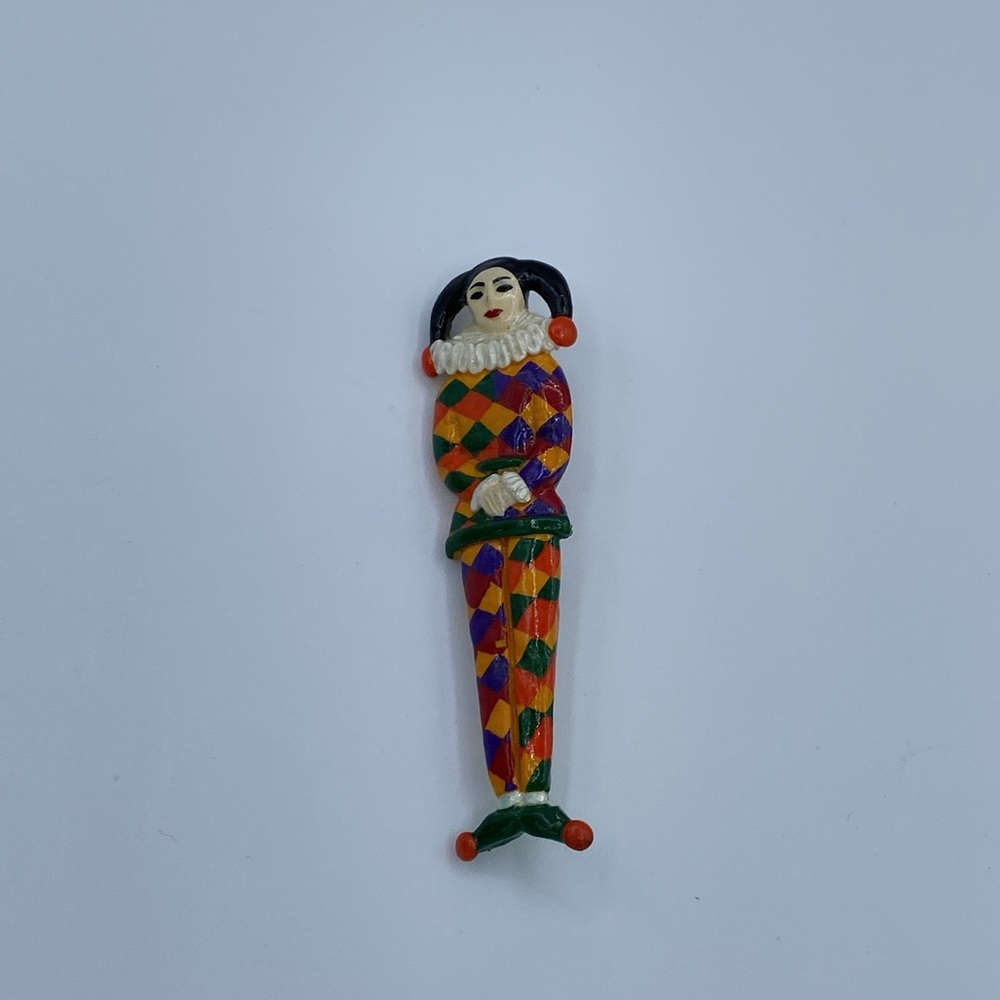 Vintage Enamel Joker Pin Brooch Circa 1950-1960